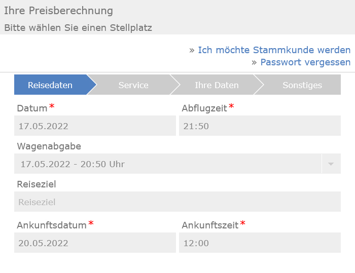 PARKmax® - Buchungsformular