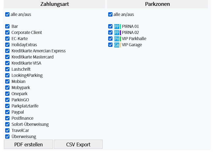 PARKmax® - Kassenbericht